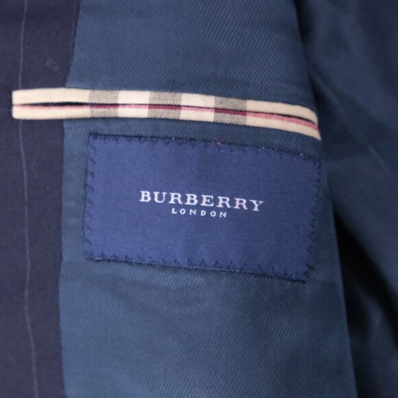 Burberry Navy Blue Striped Wool Blazer 42R EUC 2 Button 2 Vent Barneys Sports - Picture 4 of 15